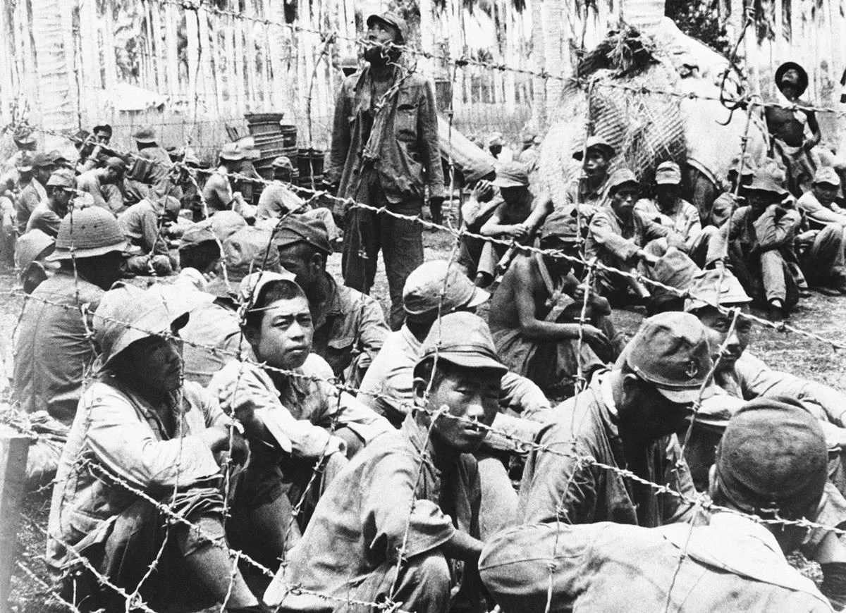 These Japanese prisoners were among those captured by U.S. forces on Guadalcanal Island in the Solomon Islands, shown November 5, 1942. (AP/Atlantic)